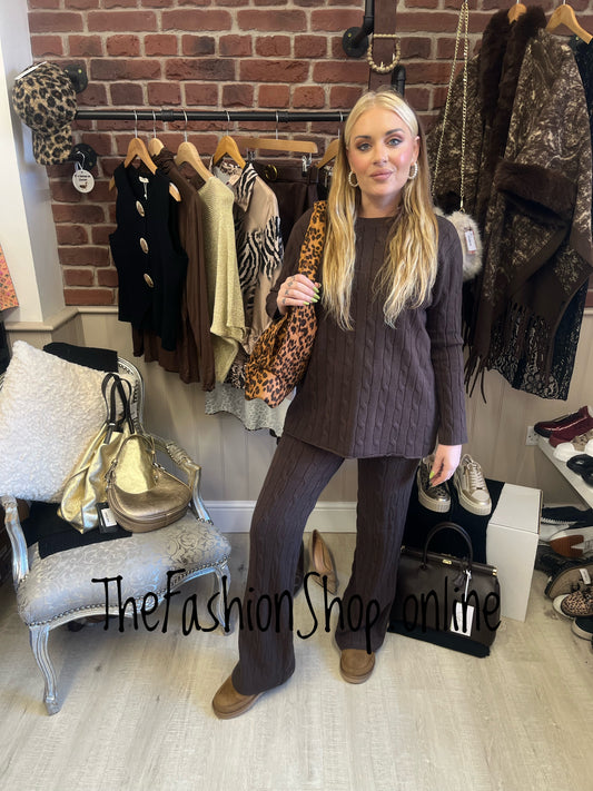 Amber brown cashmere mix co-ord 10-14