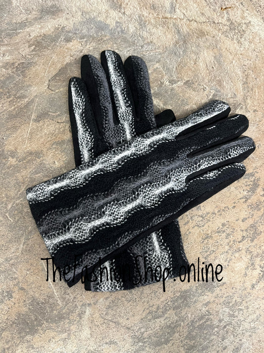 Black ombre lace look gloves