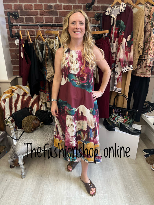 Parisian sleeveless dress in wine 8-14