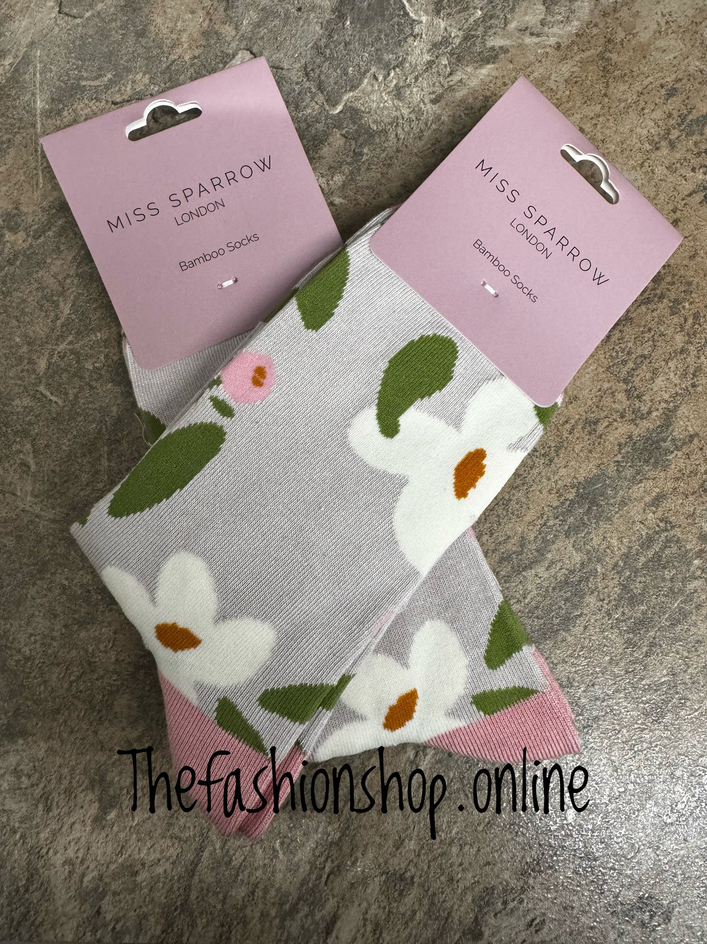 Miss Sparrow Silver Falling Daisies Bamboo socks 3-7