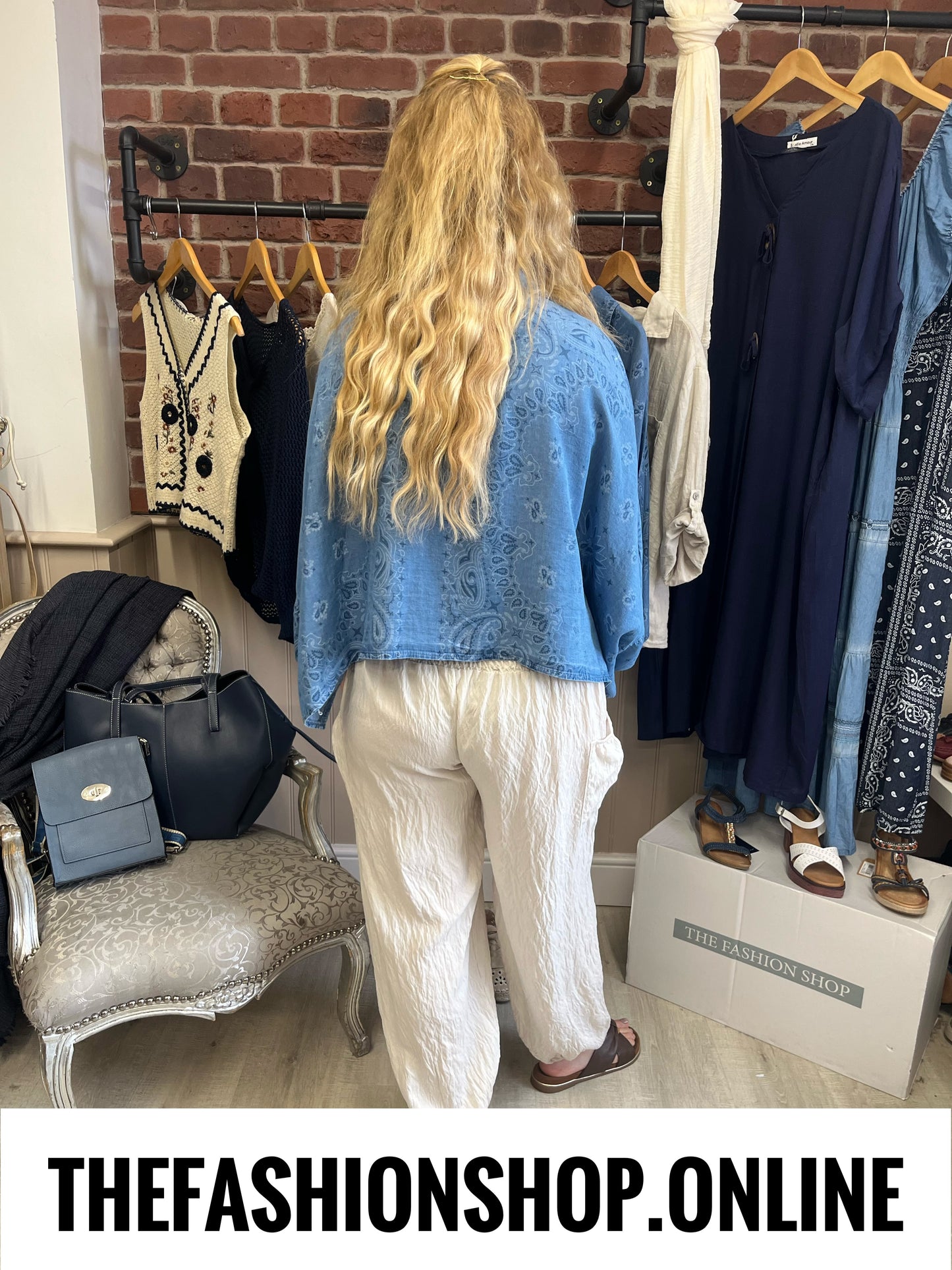 Heidi denim blue paisley shirt 8-16