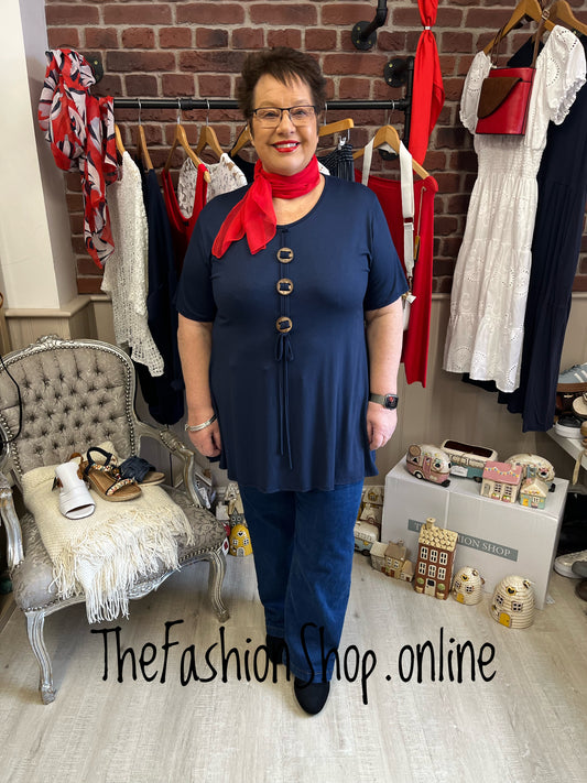 Lydia navy three button top 14-18