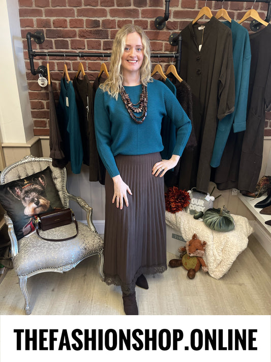 Libby teal ribbed jumper 8-16