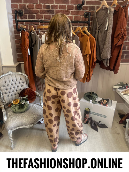 Erin camel spot balloon trousers 8-14