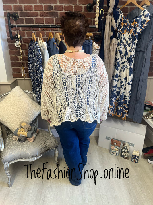 Tanya beige crochet layering top 12-18