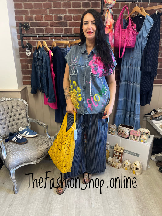 Fly Out denim graffiti sleeveless jacket 12-18