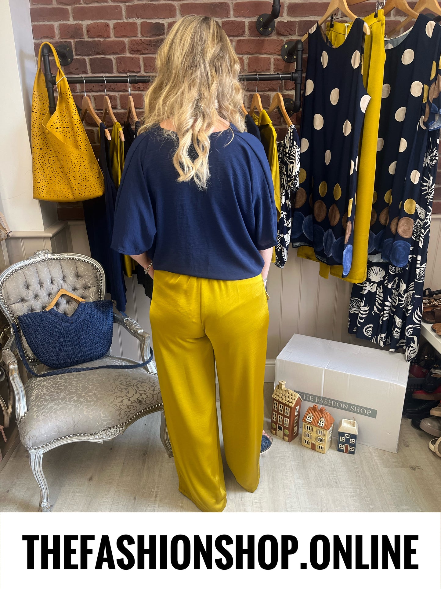 Maria antique gold wide leg trousers 8-12