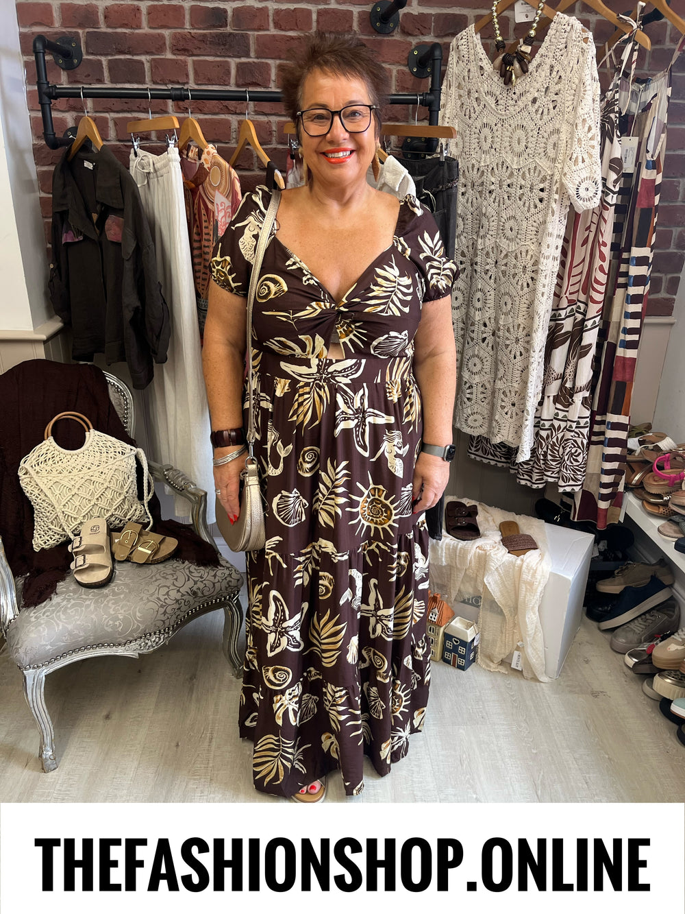 Beth brown and tan summer dress sizes 10-16