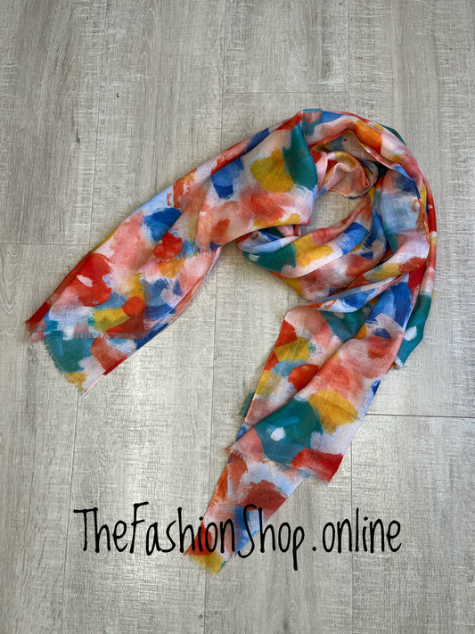 Red Cuckoo multi abstract scarf