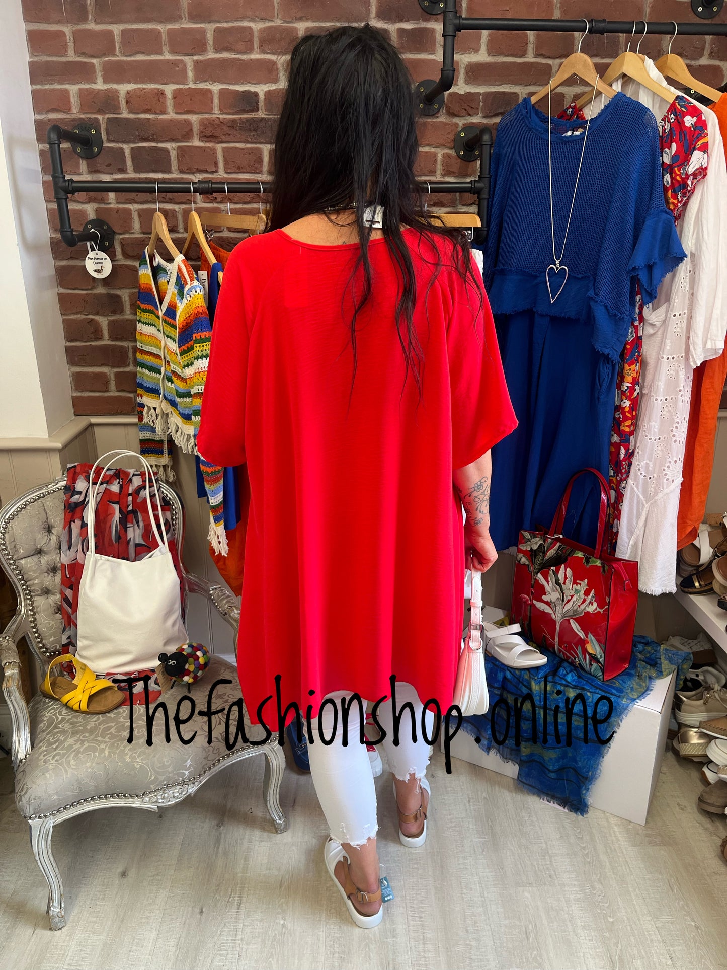 Clarissa red crinkle top 16-24