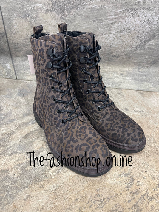 Tamaris suede wide fit leopard print boots sizes 4-9 (37-42)