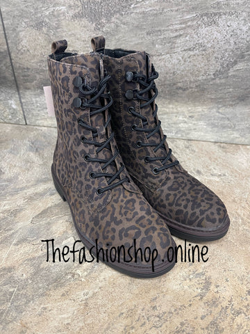 Tamaris suede wide fit leopard print boots sizes 4-9 (37-42)