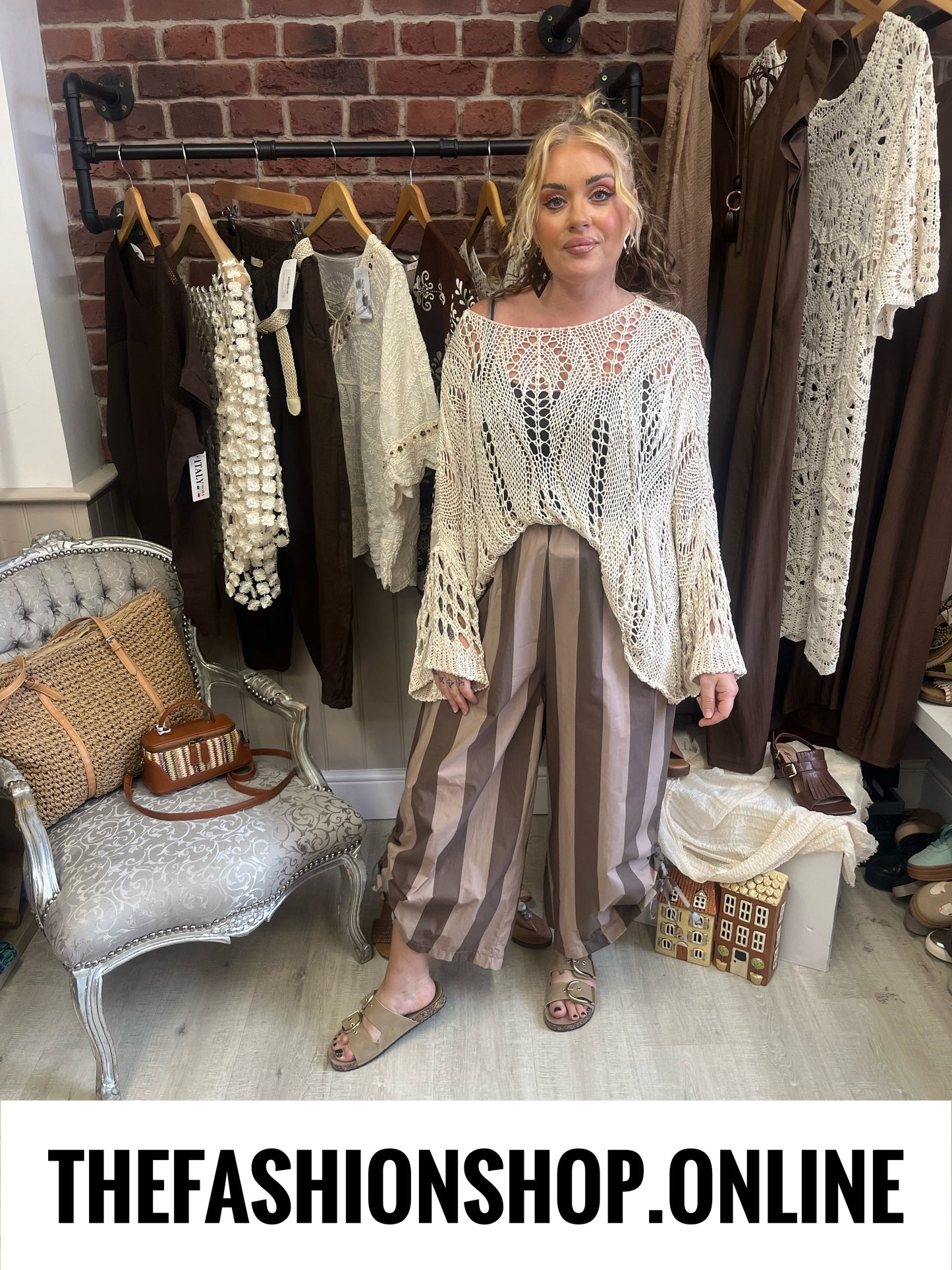 Sophie brown and mocha striped trousers 10-16