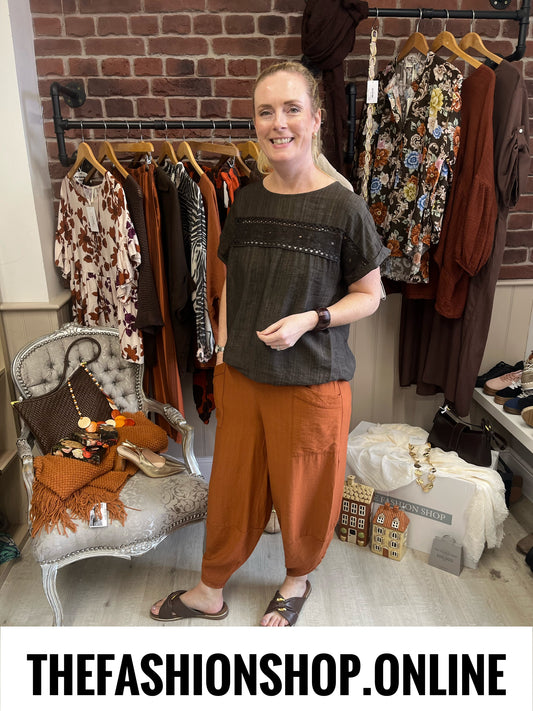Jessie cinnamon tulip hem trousers 8-16