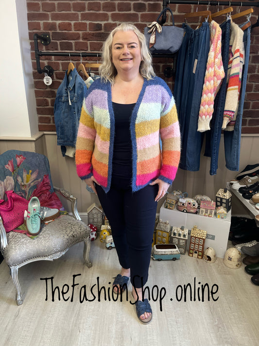 Holly rainbow striped wool mix cardigan sizes 10-12, 14-16 and 18