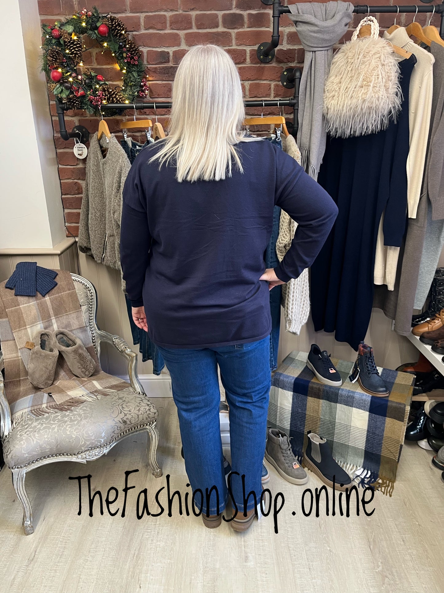 Emily navy love wool mix jumper 14-20