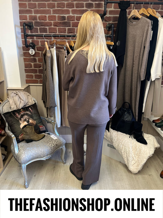Rachel Mocha cashmere mix co-ord 10-16