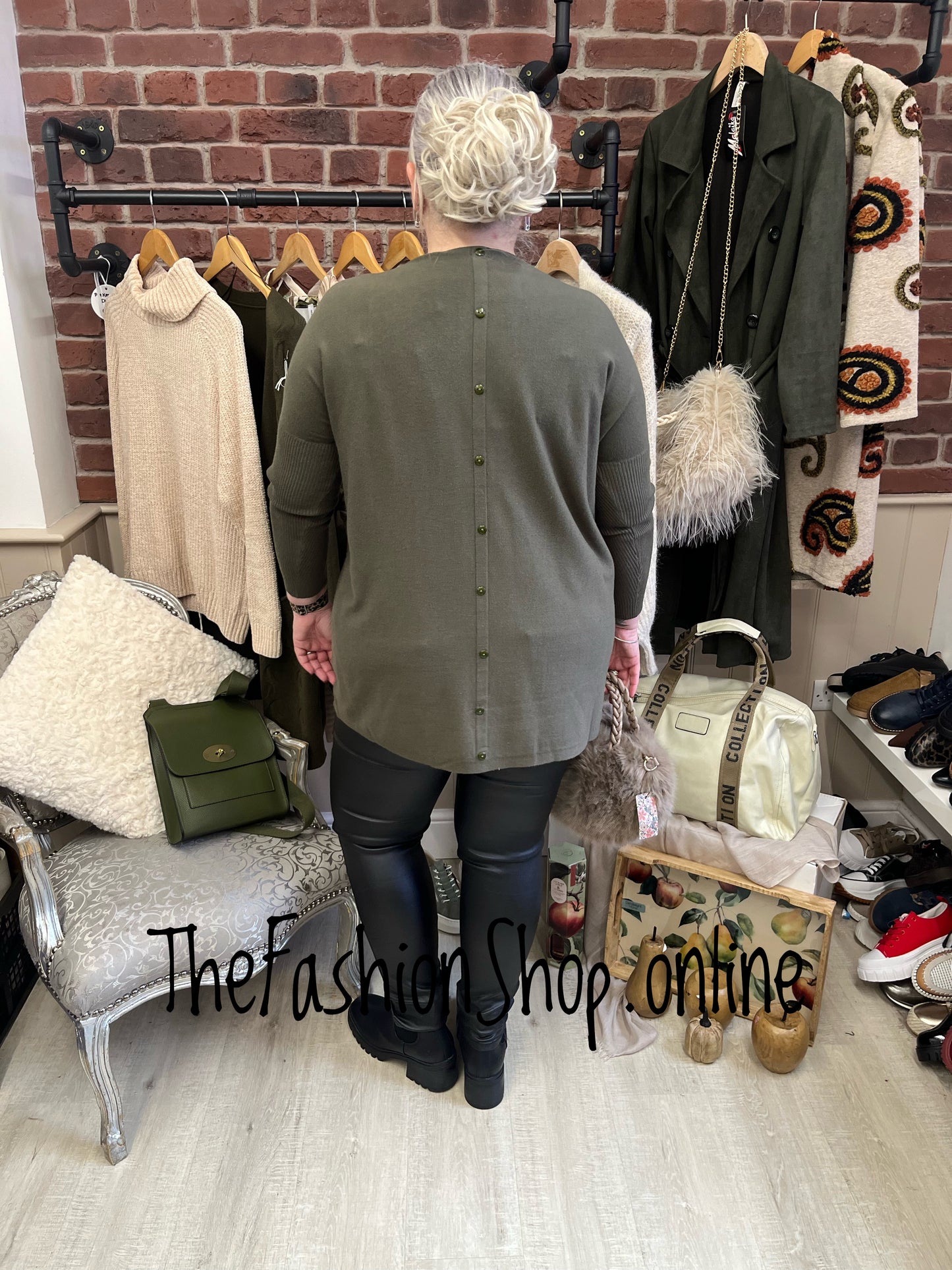 Georgia khaki button back jumper 12-18