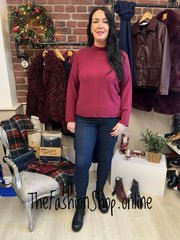 Erika wine fine knit jumper 10-16