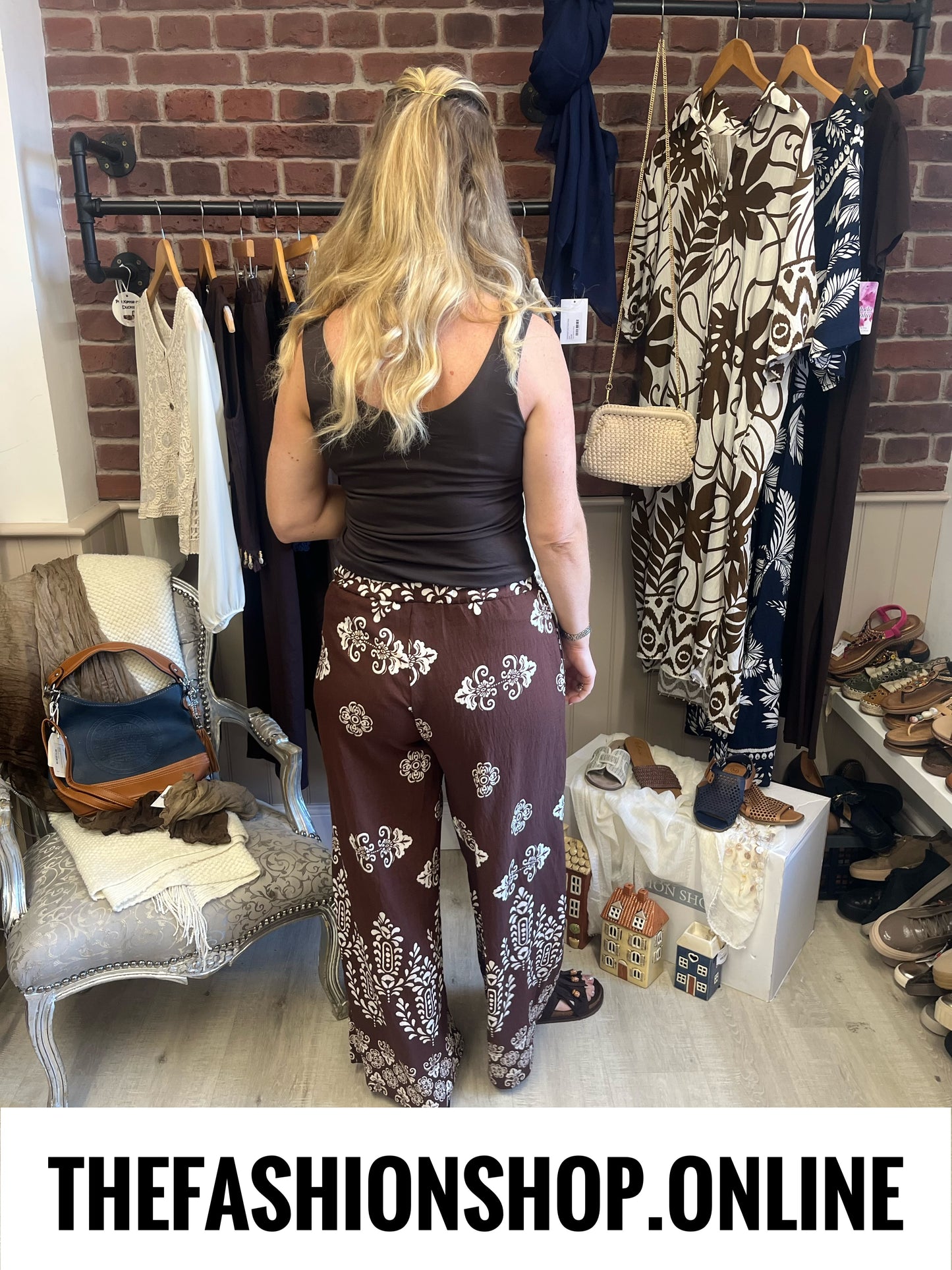 Harley brown damask print trousers 8-12