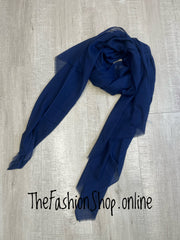 Lightweight navy frayed edge scarf