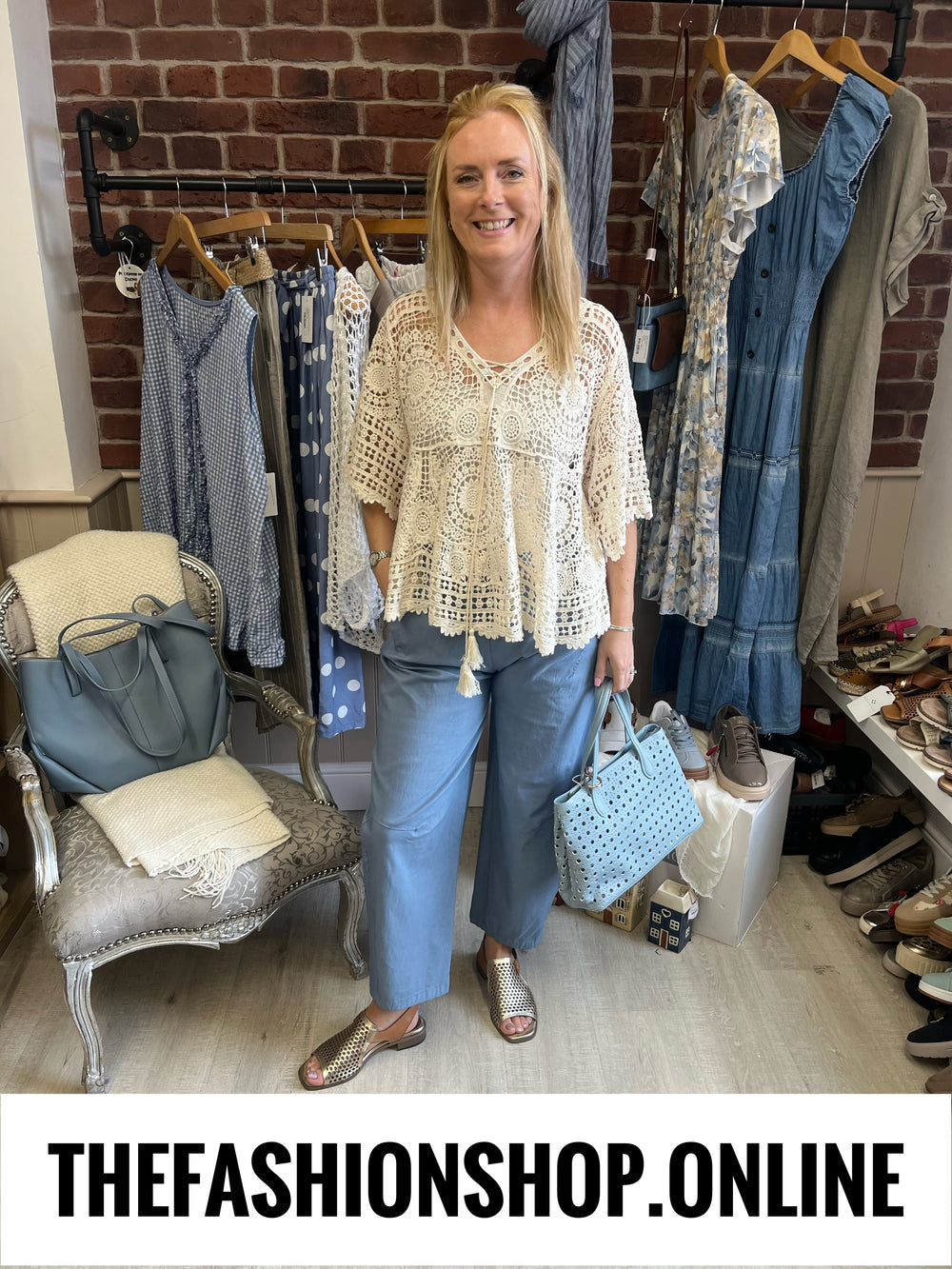 Fiona denim blue stretchy trousers 10-16