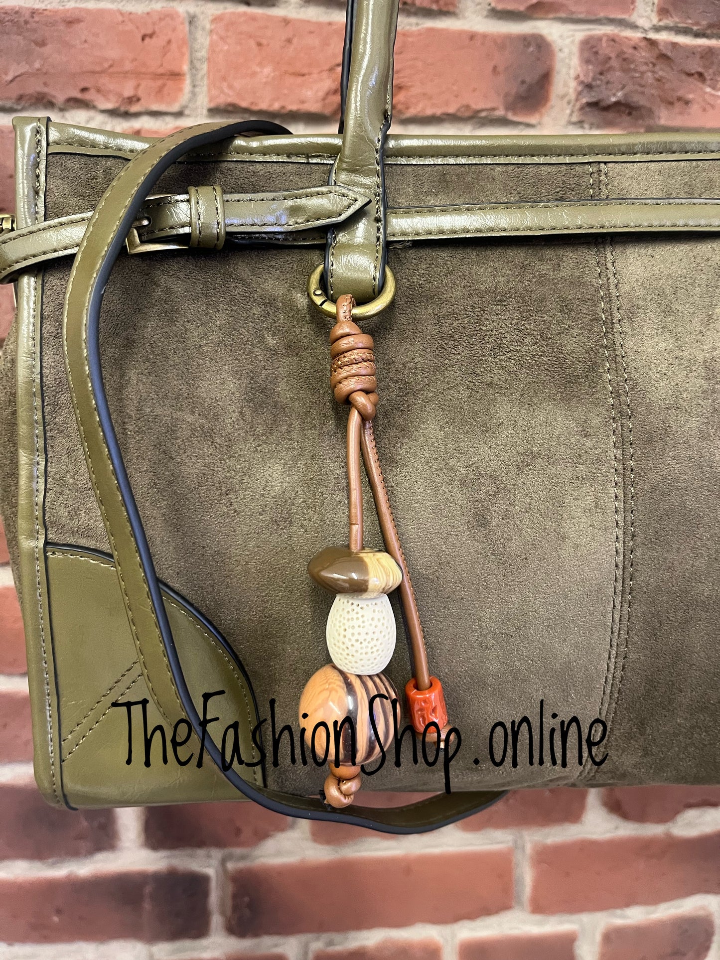 Grace khaki faux suede bag