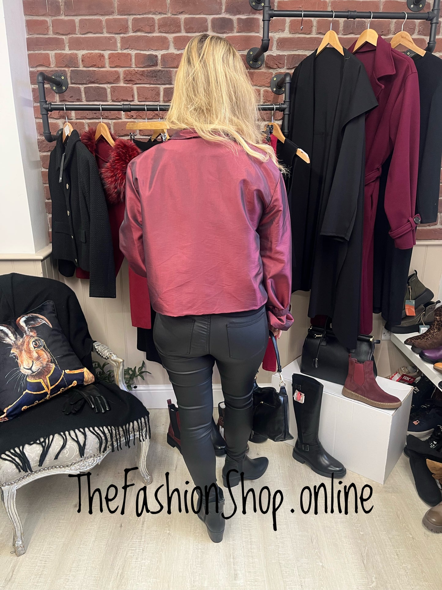 Ava wine taffeta jacket 8-16