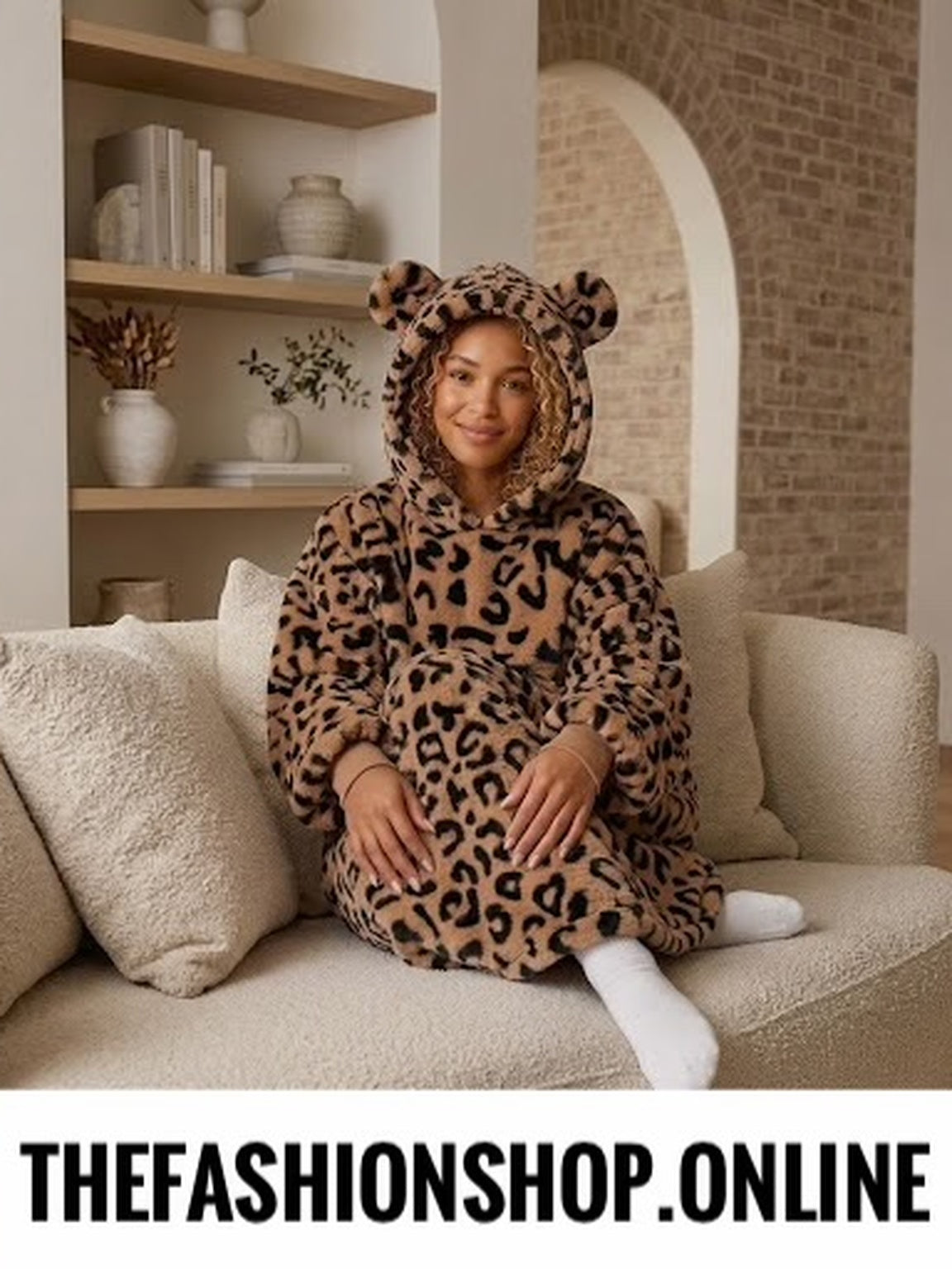 Leo brown leopard cosy lounge hoodie 8-22