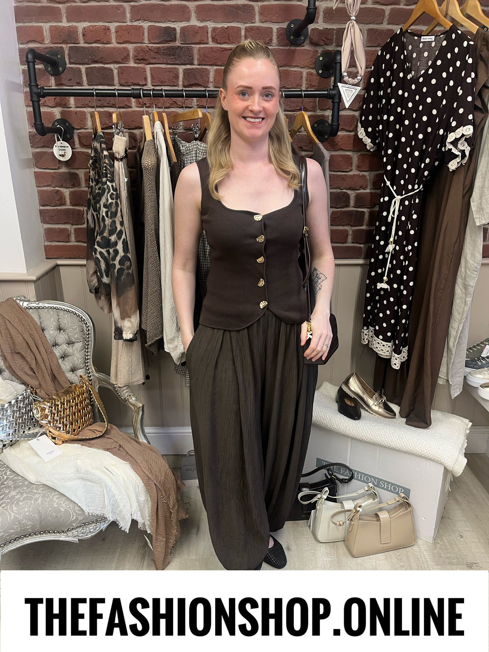 Alice brown harem trousers 10-16