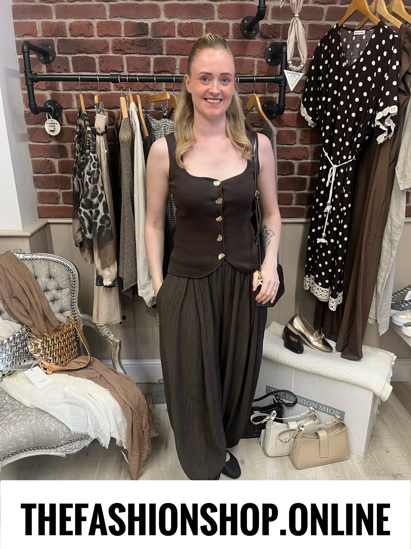 Alice brown harem trousers 10-16