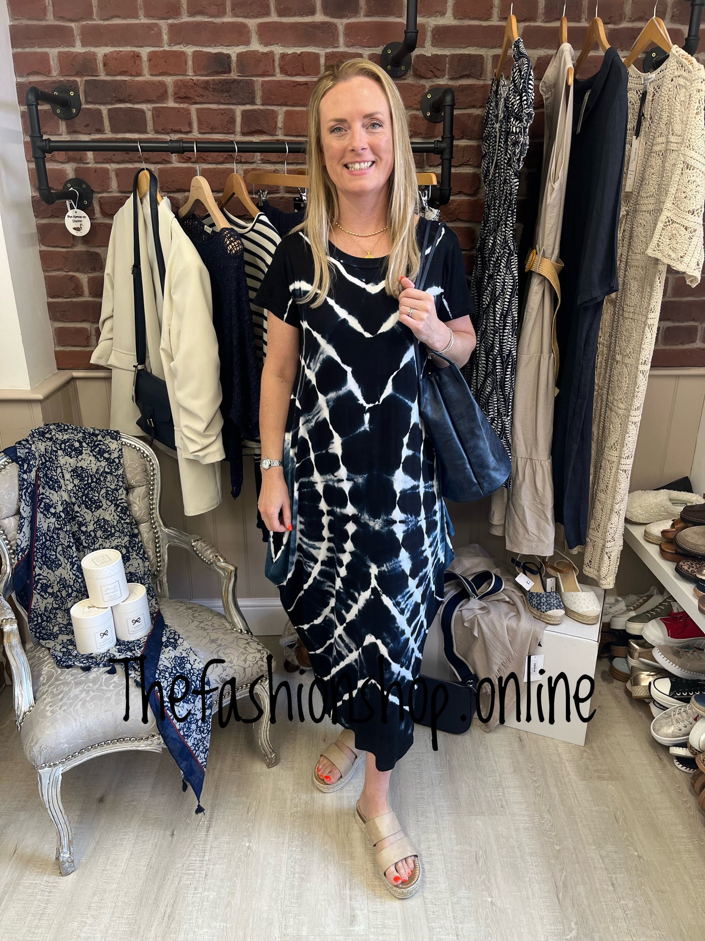Sophia black and denim blue tie dye cap sleeve magic dress 12-20