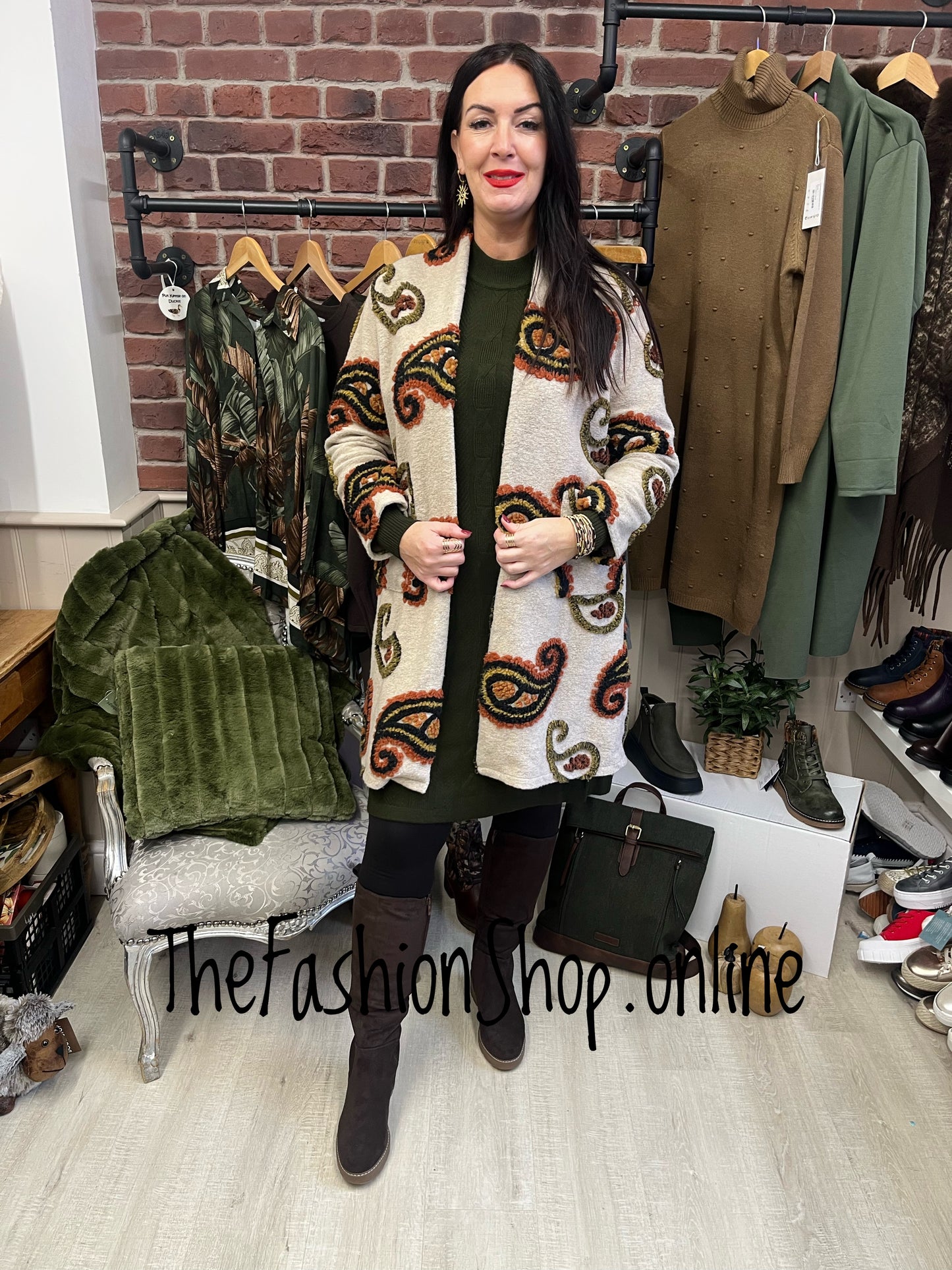 Lucy beige paisley wool mix coat 8-14