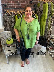 Kali olive linen summer top 16-22