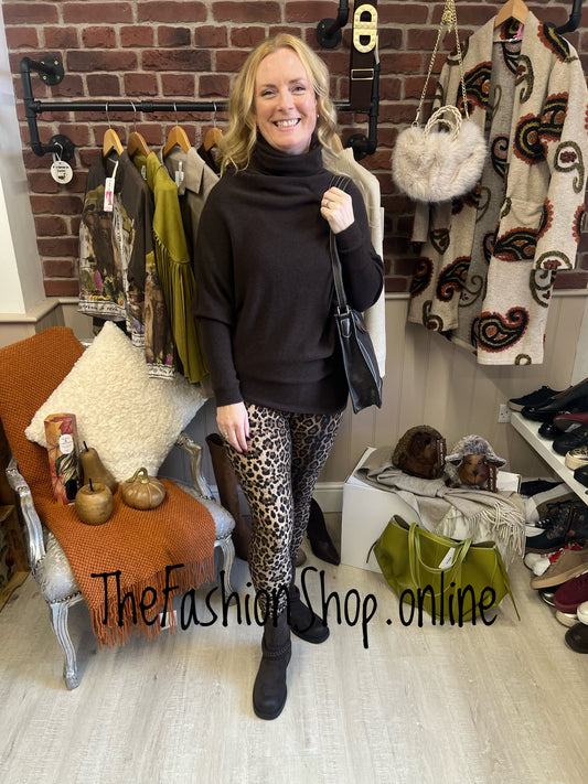 Erika brown soft cowl neck jumper 8-16