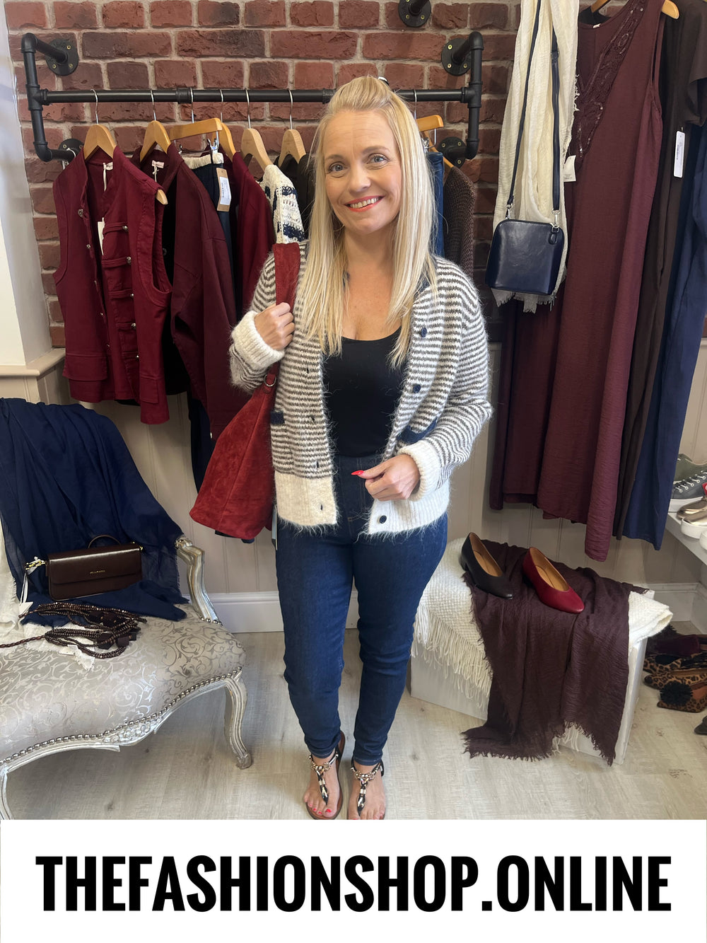 Libby wool mix striped cardigan 10-12, 14-16 and 18-20