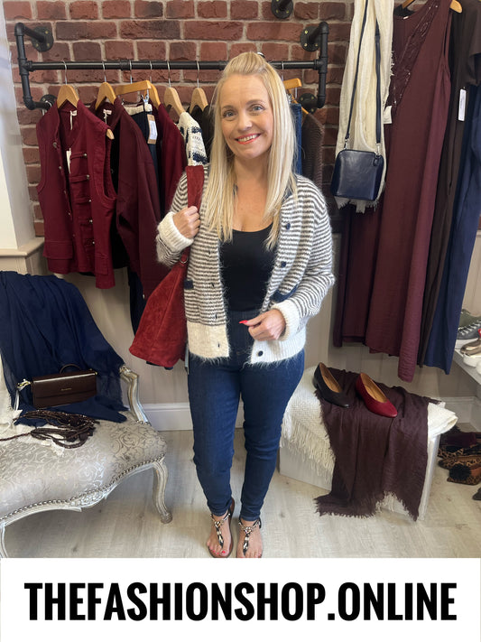 Libby wool mix striped cardigan 10-12, 14-16 and 18-20