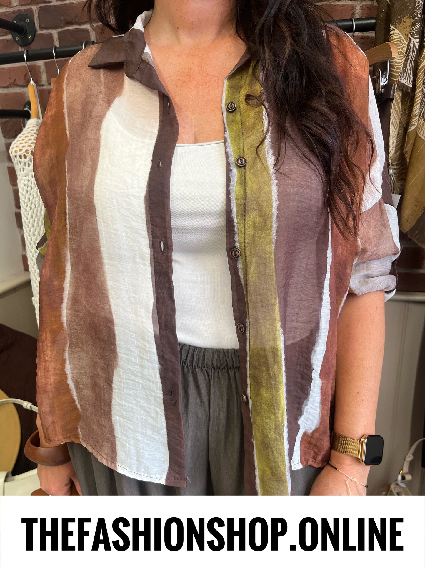 Blake brown stripes sheer blouse 10-18