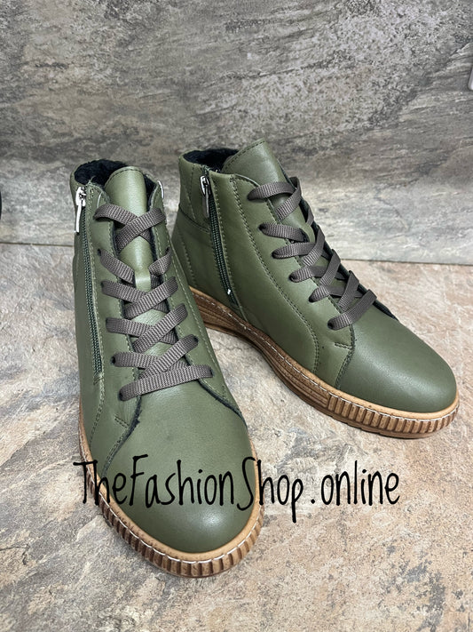 Modella Janeiro olive leather ankle boots sizes 4-9 (37-42)