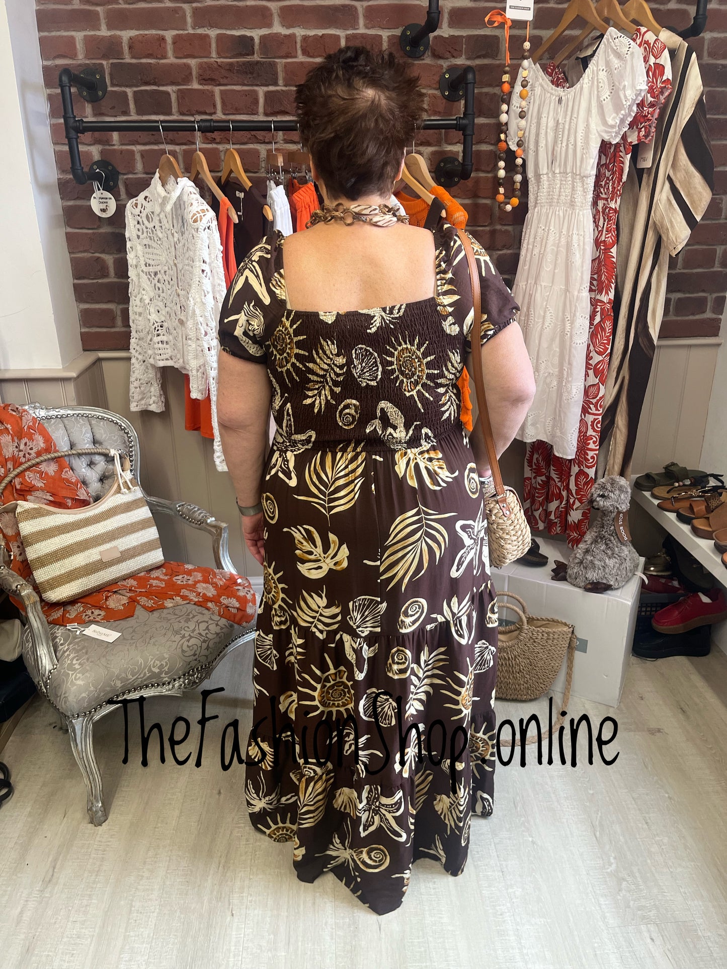 Beth brown and tan summer dress sizes 10-16