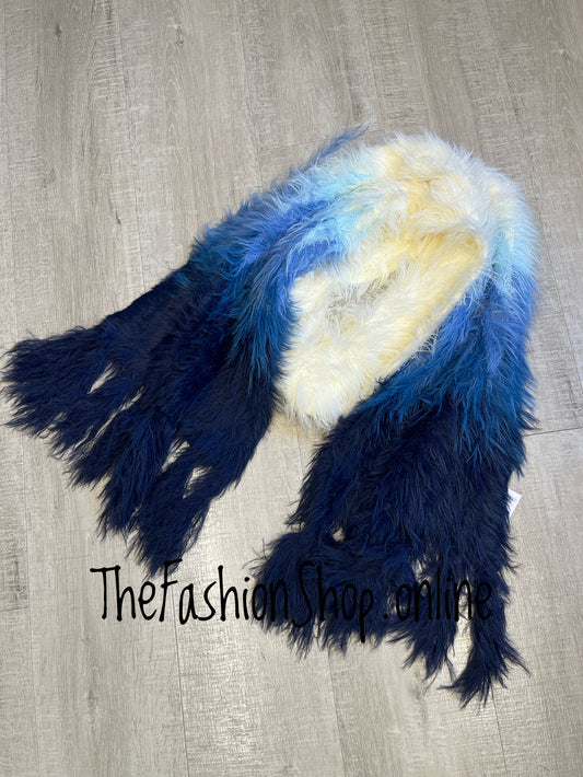 Navy ombre fluffy scarf
