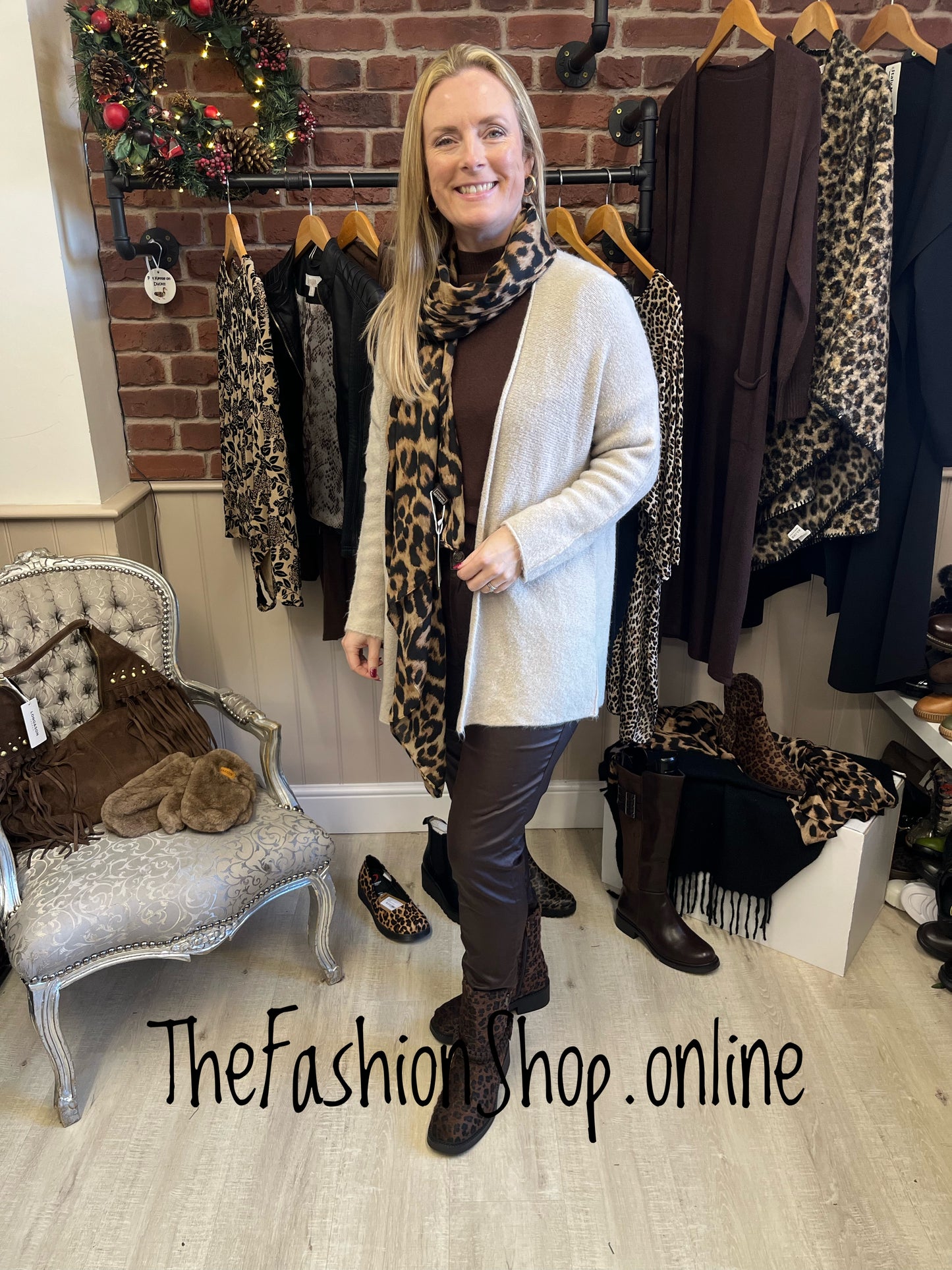 Erika beige edge to edge wool mix cardigan 8-16