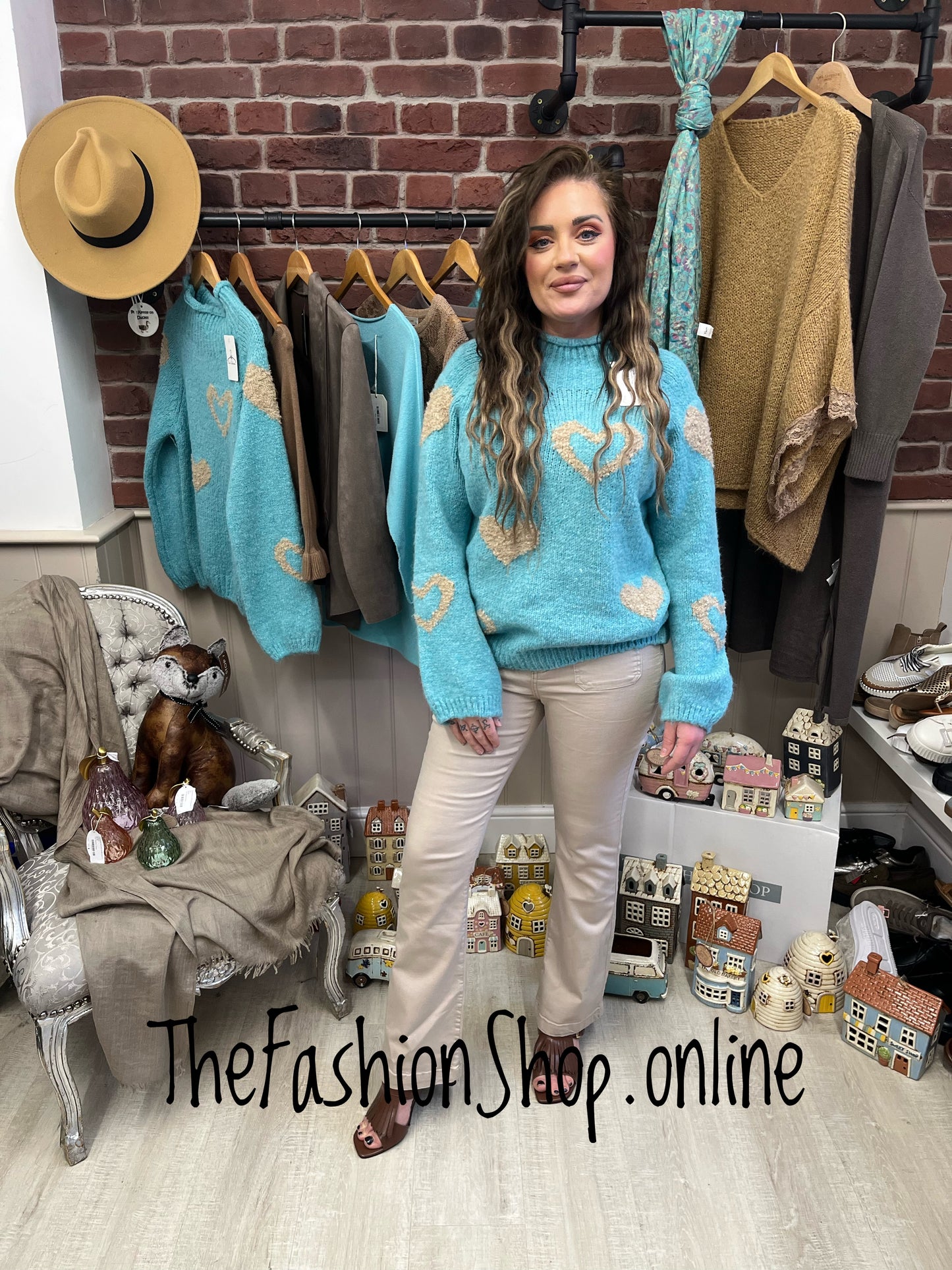 Kendra jade wool mix heart jumper 10-16