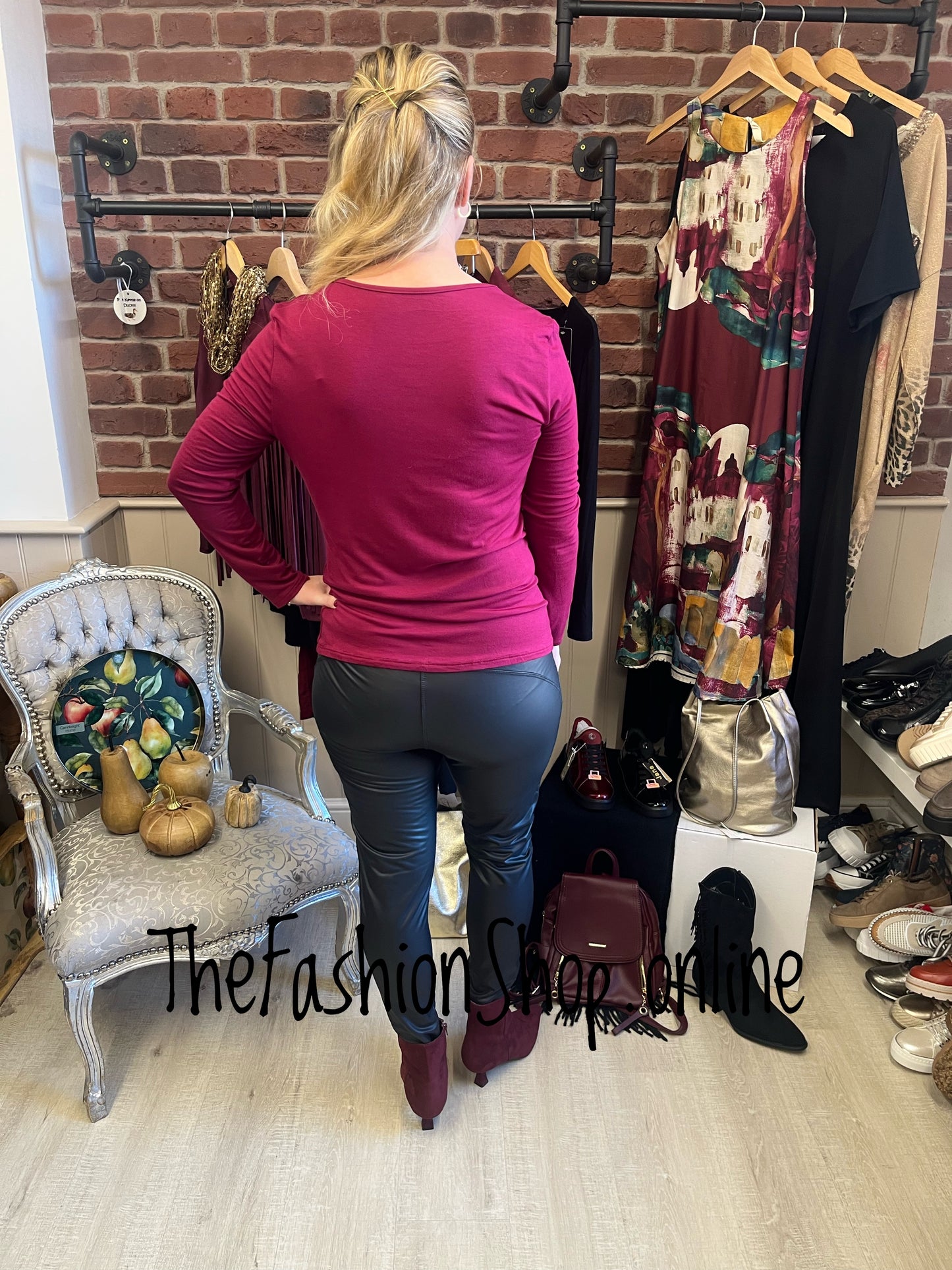 Adele wine long sleeve top 10-16