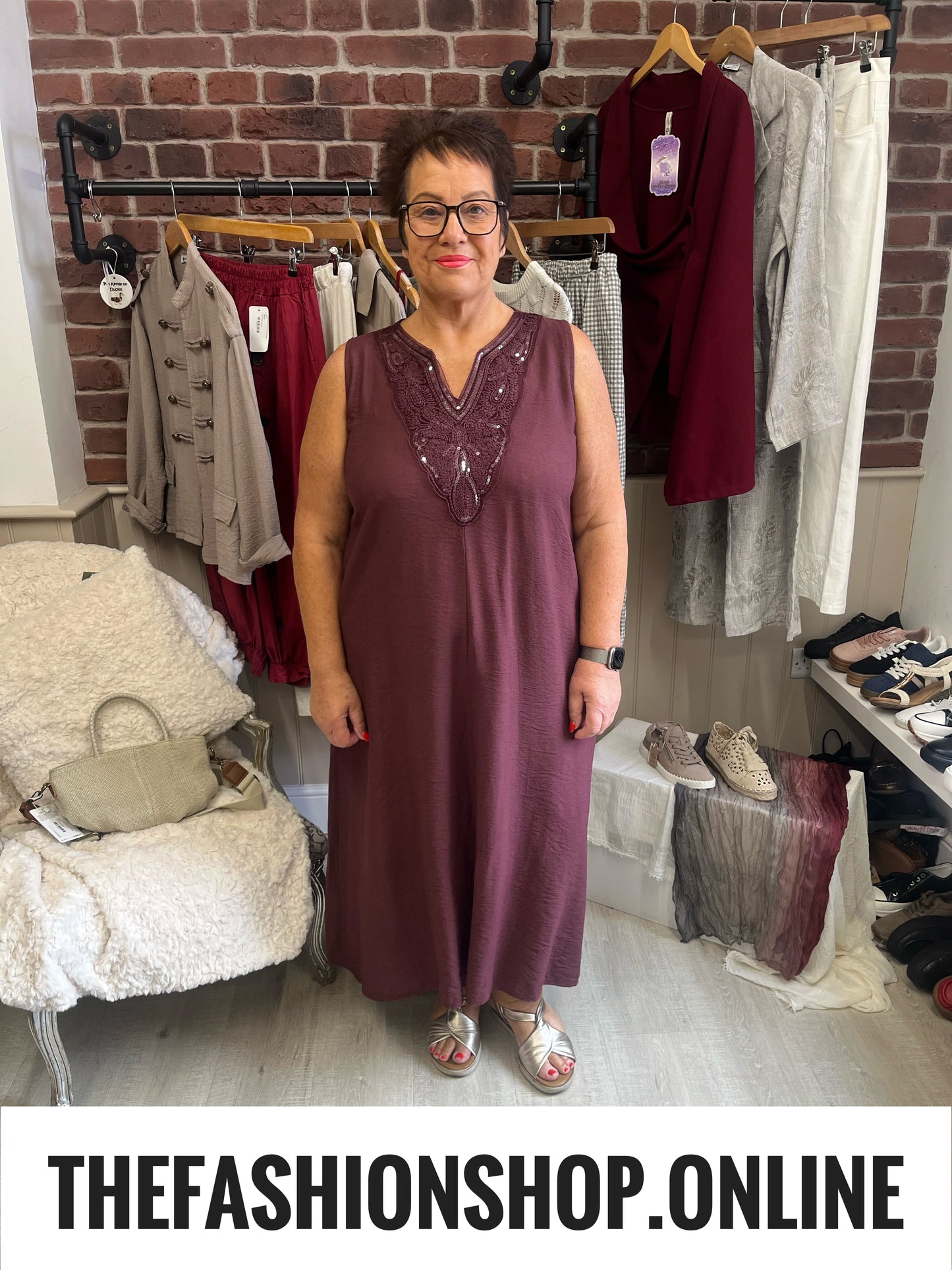 Amara wine embellished dress 10-16