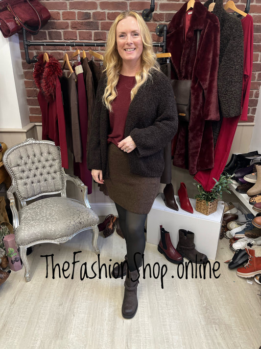 Skye Brown Alpaca and wool mix Boucle Cardigan 12-18