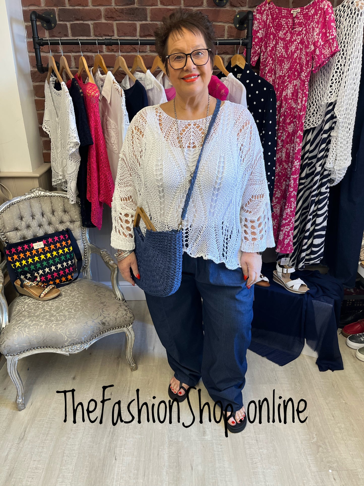 Michelle soft denim  navy wide leg trousers 14-24