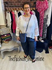 Michelle soft denim  navy wide leg trousers 14-24