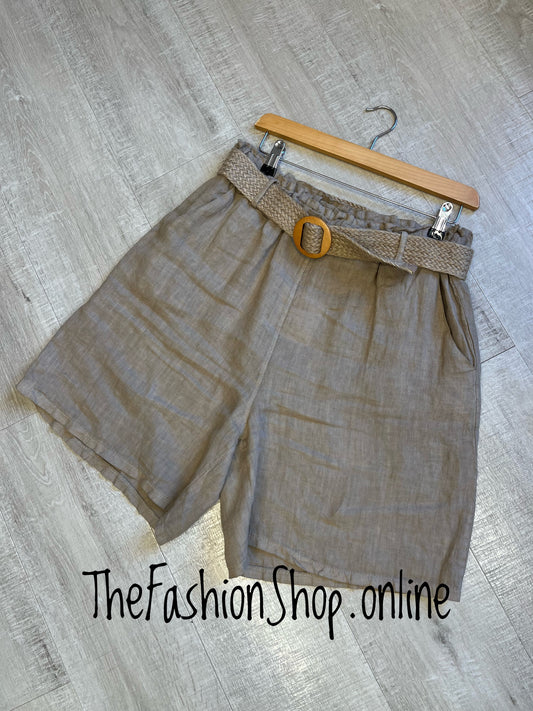 Robin mocha linen shorts 10-14