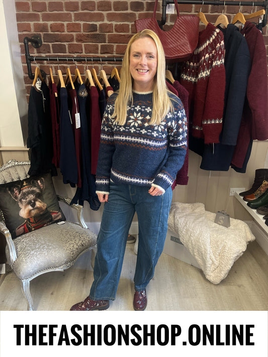Terri navy Fair Isle wool mix jumper 10-16